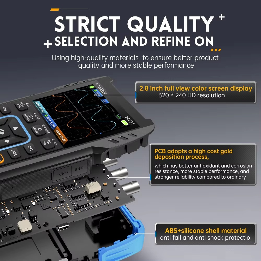 FNIRSI 2C23T 3 in 1 50MS/s 10M - đánh giá và giá Fnirsi Digital Oscilloscope Handheld