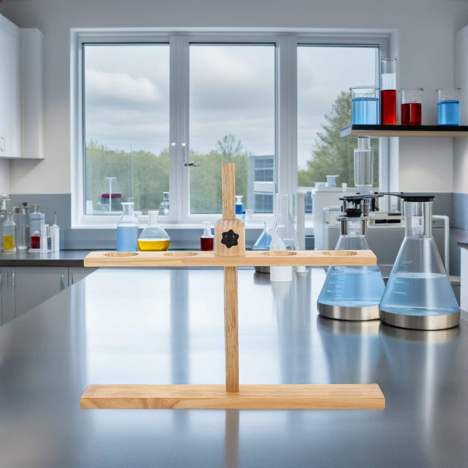 Wooden Separatory Funnel Stand - đánh giá và giá Lab Equipment