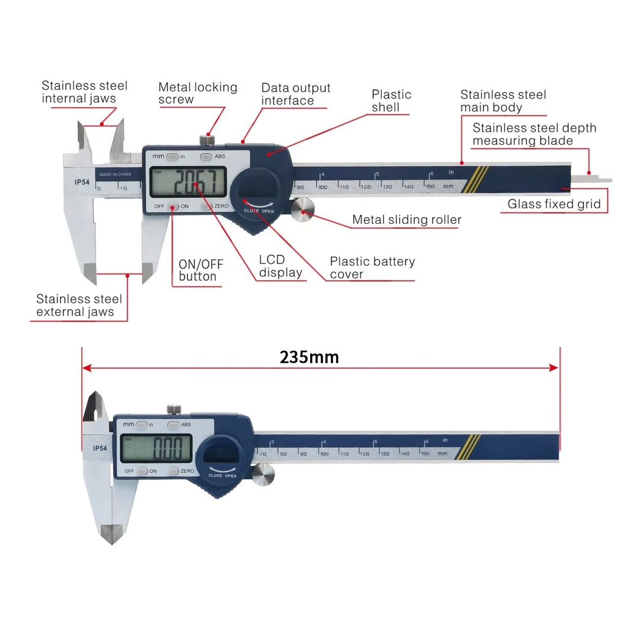IP54 0-150mm Digital Vernier C - đánh giá và giá Digital Caliper 150Mm Stainless Steel