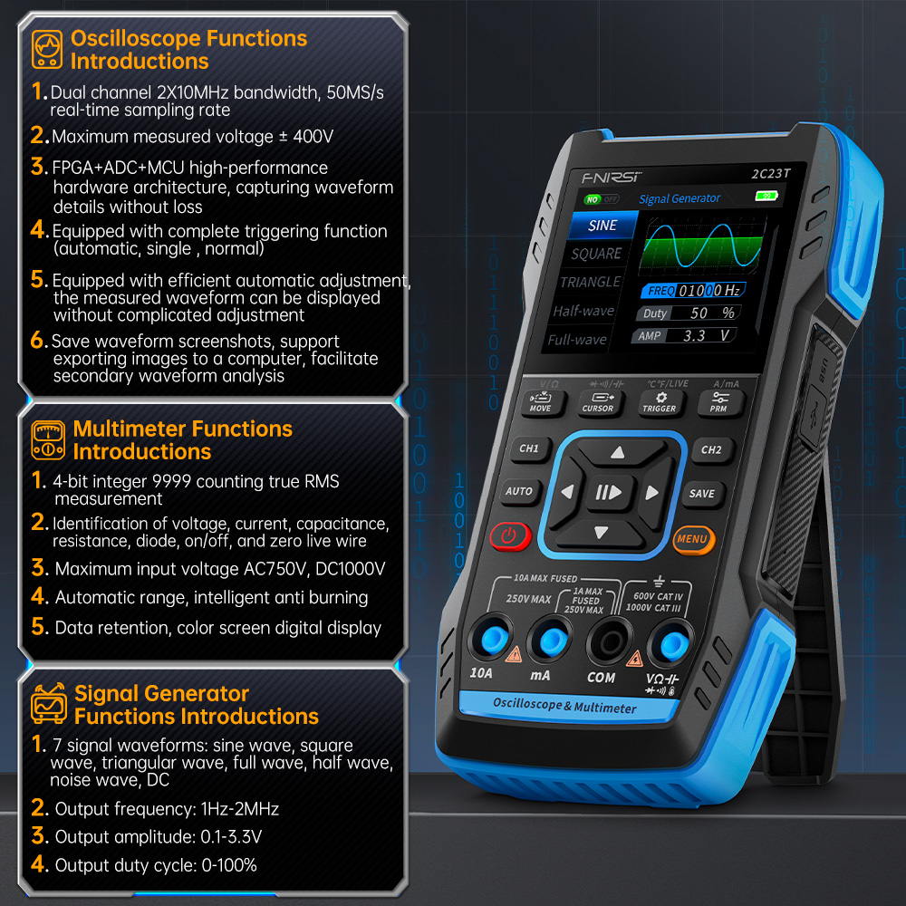 FNIRSI 2C23T Handheld Digital  - đánh giá và giá Fnirsi Digital Oscilloscope Handheld